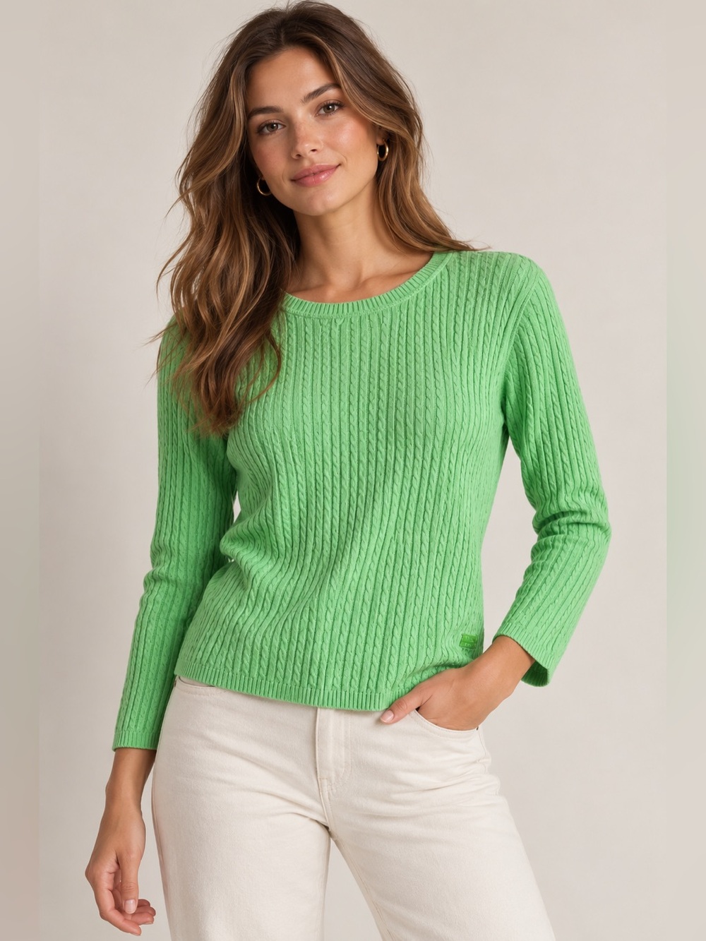Vintage Polo Jeans Co. Ralph Lauren Green Cable Knit Sweater